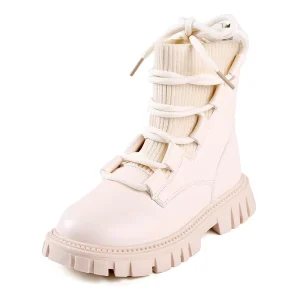 Mid Calf Boots for Toddler Little Big Kids Zip Midi Footwear Winter Autumn Short Combat Boots Cross Tied Child