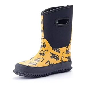 Mid Calf Neoprene Kids Rain Boots With Lighted Feature Recyclable Rubber Sole Shoes New Design