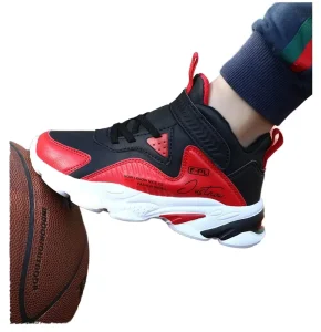 Mid Children Big Kids Sports Shoes Students Basketball Sneakers Breathable Cushioning Arch Support Hook Loop Platform Waterproof
