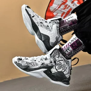 Middle Primary School Students Older Kids High Top Basketball Shoes Unisex Patent Leather Mesh Lining Winter Hardcourt Rubber