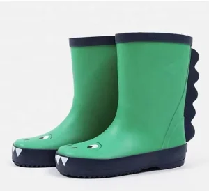 Midi Height Dinosaur Printed Kids Rubber Rain Boots