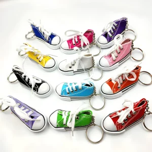 Mini Canvas Sneaker Keychain 3D Lace up Tiny Shoe Key Ring Bag Backpack Pendant Creative Jewelry Gift for Friends Kids Party