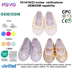 Mini Doll Shoes for 18 Inch Girl Dolls Wedding Princess Style Dress up Flats Ce Cpc Certified