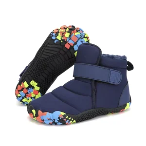 Minimalist Lightweight Barefoot Sneakers for Kids Winter High Top Zero Drop Shoes Wide Toe Box Comfortable Synthetic Plush