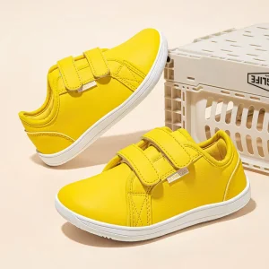 Minimalist Zero Drop Wide Toe Box PU Leather Velcro Walking Kids Sport Shoes Barefoot Sneakers for Children