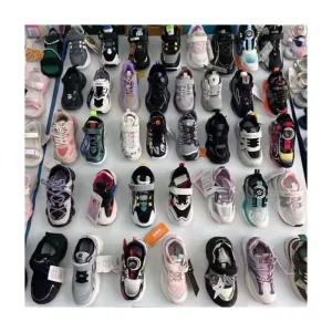 Model LLY033 Shoes Size 26-41 Soft Kids Running Sneaker Black Shoes With Patterns