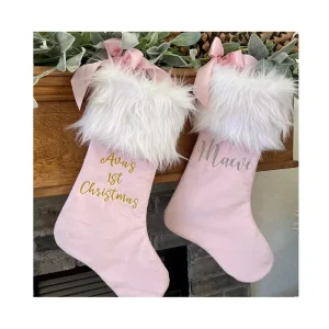 Monogram Boots Stocking Reusable Empty Colored Plush Christmas Stocking