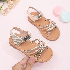 Most Popular Summer Kids Fashion Holiday Shoes Princess Gold Sandals for Baby Girl