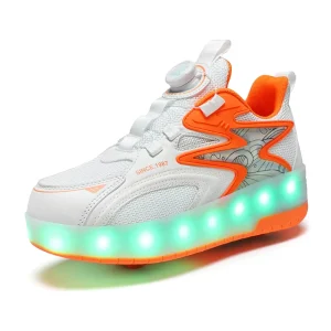 Moward 3Colors Children Single Double Wheels Glowing Sneakers USB Charging Led Luminous Shoes Boys Girls Roller Shoes Good Gifts