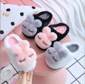 NEW Cotton Pers Kids Winter Cute Cartoon Home Children Indoor Non Winter Rabbit Terlik House Shoes Plush slippers for Kids