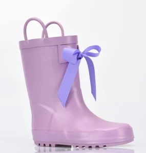 Natural Rubber Waterproof Shoes Easy Handles Non-Slip Sole Kids Unisex Toddler Rain Boots