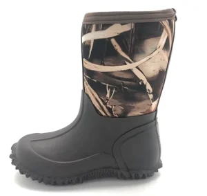 Neoprene Kids Camo Rain Boots With Fleece Lining