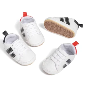 Neutral Baby Shoes Contrast Stitching Non Slip Sole Crib Infant Toddler Prewalker Shoes