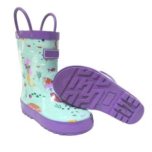New Arrival Anti Slip Mermaid Rain Boots Wristband for Girls Purple