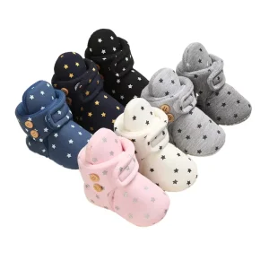 New Arrival Autumn/Winter First Walker Baby Shoes for Boys Breathable Cotton Infant Toddler Boots with EVA Insole Flat Design