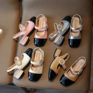 New Arrival Boutique Summer Children Shoes Pearl Sweet High heel Sandals for Girls