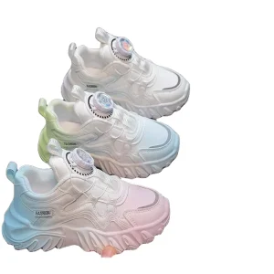 New Arrival Children’s Breathable Sports Spring New Fashionable Single Shoes Mix Rotating Button Kids Running Shoes