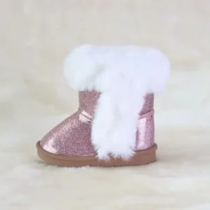 New Arrival Children’s Winter Trendy Warm Comfortable Sequined PU Snow Boots With Plush for Kids and Toddlers
