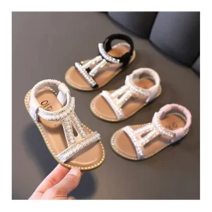 New Arrival Comfortable Flat Fashion Beads Beach Sandals Kids Dress Shoes Toddler Girls Princess Summer Crib Shoes