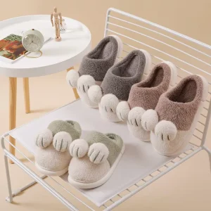 New Arrival Cute Indoor House Slippers Female High Quality Winter Warm Slides Plush Insole TPR Outsole Animal Design