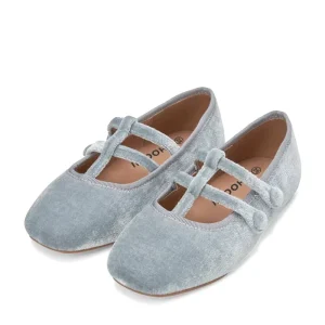 New Arrival Grey Velvet Double Strap T Bar Shoe Custom Princess Little Girl Sock Mary Jane Shoe for Kids