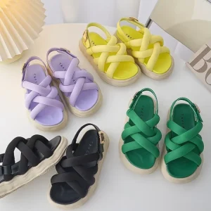 New Arrival High Quality Summer Roman Children Kids Girls Buckle Straps Sandals Girls Open Toe Sandals Factory