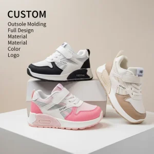 New Arrival Kids Air Cushion Sneakers with Hook and Loop Strap Breathable Mesh Casual Shoes Factory Direct Customization