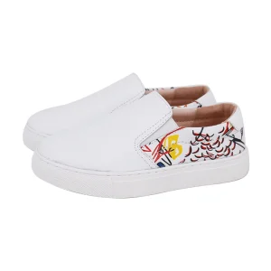 New Arrival Kids Girls Summer Casual Soft Genuine Leather Flat Shoes Baby Children Flat Graffiti Design Loafers