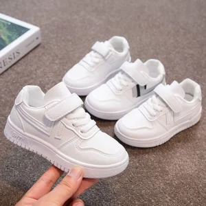 New Arrival Kids Low Top Skate Shoes Soft Sole Non Slip Breathable Sports Casual Performance White Sneakers