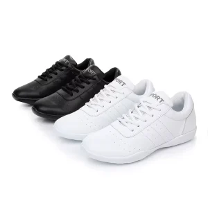 New Arrival Modern Competitive Dance Shoes For Children Gymnastics Cheerleading Jazz Tap Dance White Sneakers Black Line Mesh