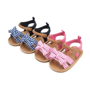 New Arrival Rubber Sole Bowknot Dress 0 18 Months Girl Infant Toddler Girl Sandals