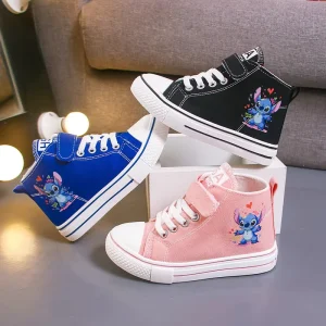New Arrival Spring and Autumn High Ankle Kids Shoes Cute Cartoon Pattern Children’s Casual Non slip Flat Canvas