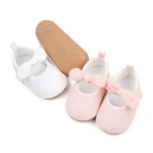 New Arrival Spring and Autumn Solid Color Bow Soft Soled Non slip Baby Toddler Shoes for Girls