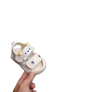 New Arrival Summer Cartoon Bear PU Toddler Kids Shoes Boys and Girls Sandals with Soft Soles Non Slip Slippers for Beach Use