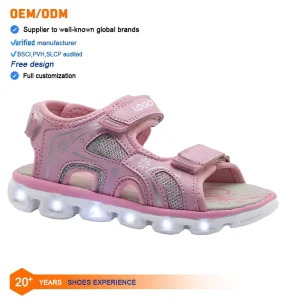 New Arrival Summer Cool Boys and Girls Kids Flash Sport Children’s Outdoor Arch Support Breathable LED Lights Sandals