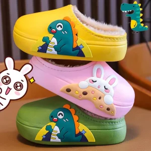 New Arrival Winter Children Cartoon Cute Warm Indoor Waterproof Shoes Non slip Couple Home Kids Cotton Slippers