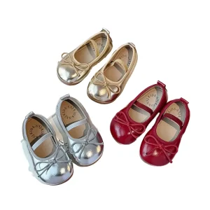 New Arrivals Girl Bow Summer Slip On Wedding Party Shoes Kid Cozy Flat Heel Microfiber Dance Birthday Princess