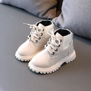 New Autumn Winter Kids Boots for Children Leather Waterproof Boots Girl Boys Soft Non-slip Fashion Short Boots