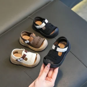 New Baby First Walking Shoes for Toddlers Cute Closed Toe Anti Collision Non Slip Soft Sole Outdoor Sandals Kids