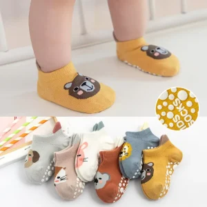 New Baby Non slip Stitching Socks Newborn Animal Cute Combed Cotton Floor Kid Toddler Short Ankle Grip Slipper Socks