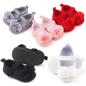 New Beautiful Floral Baby Shoes Girl Crochet Mary Jane Slippers Infant Shoes Soft Sole First Walking Shoes