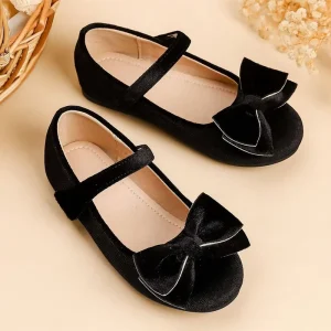 New Boutique Kids Shoes Solid Color Bow Soft Sole Princess Baby Girl Dress Shoes 20-36