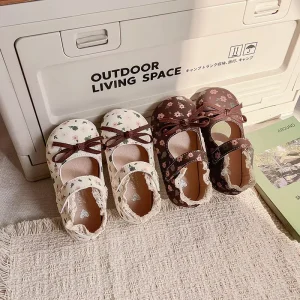 New Boutique Spring Autumn Kids Outwear Flower Sweet Flat Dress Shoes for Baby Girl
