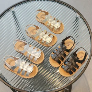 New Boutique Summer Fashion Sweet Kids Shoes Pu Casual Sandals for Girls