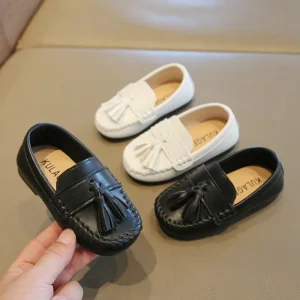 New British Fashion Spring Autumn Children PU Leather Shoes Slip-On Casual Baby Boys Girls Dress Shoes