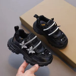 New Children Casual Shoes Spring Autumn Sweet Sequined Rhinestone Sports Sneakers for Kids Girls