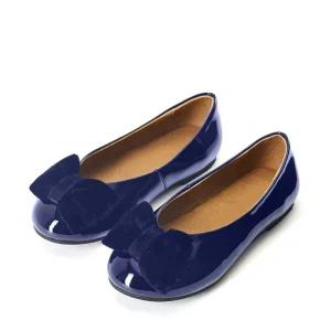 New Comfortable Children Patent Leather Shoes Velvet Bow Kids Ballet Shoes for Girls