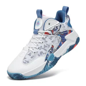 New Custom Breathable Basketball Shoes White Kids School Running Autumn EVA Cotton Fabric Rubber Children Mesh Peep Toe