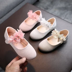 New Cute Kid Classic Dress Shoes Children Soft Flats Children Leather Shoes Beautiful Flower Princess Girls Party Dance Shoes