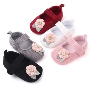 New Design Baby Shoes Girl Crochet Flower Soft Sole Infant Toddler Shoes Newborn Walking Shoes in Bulk